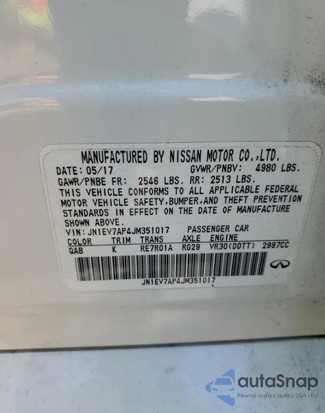 2018 Infiniti Q50 Luxe из США, поврежденный, VIN JN1EV7AP4JM351017